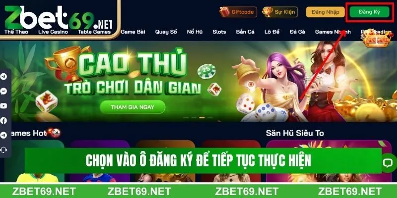 Chọn vào ô đăng ký để tiếp tục thực hiện Chọn vào ô đăng ký để tiếp tục thực hiện